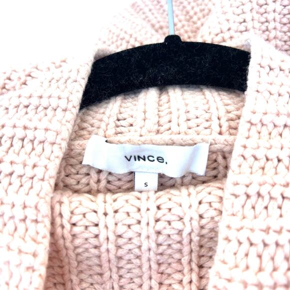 Vince Lofty Chunky Knit Turtleneck Sweater Cashmere Wool Sweater Small Pink - Picture 3 of 8